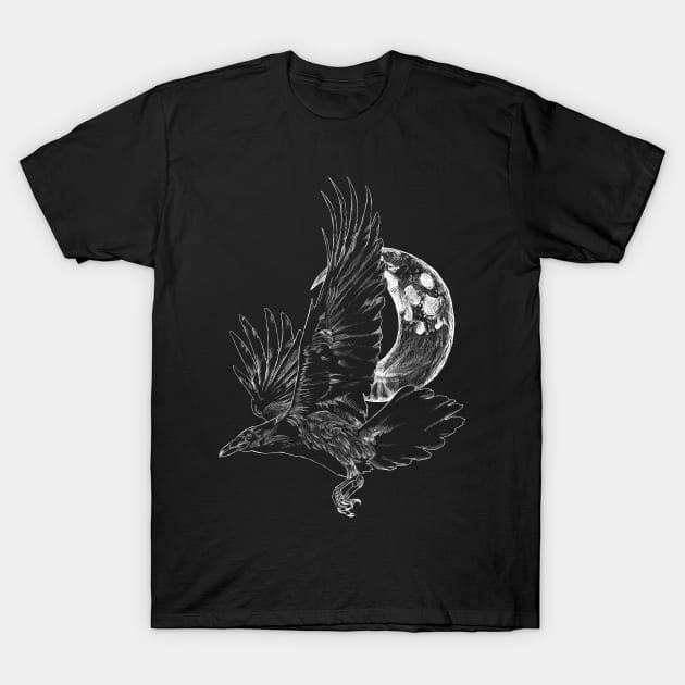 Raven in Flight T-Shirt by SuspendedDreams